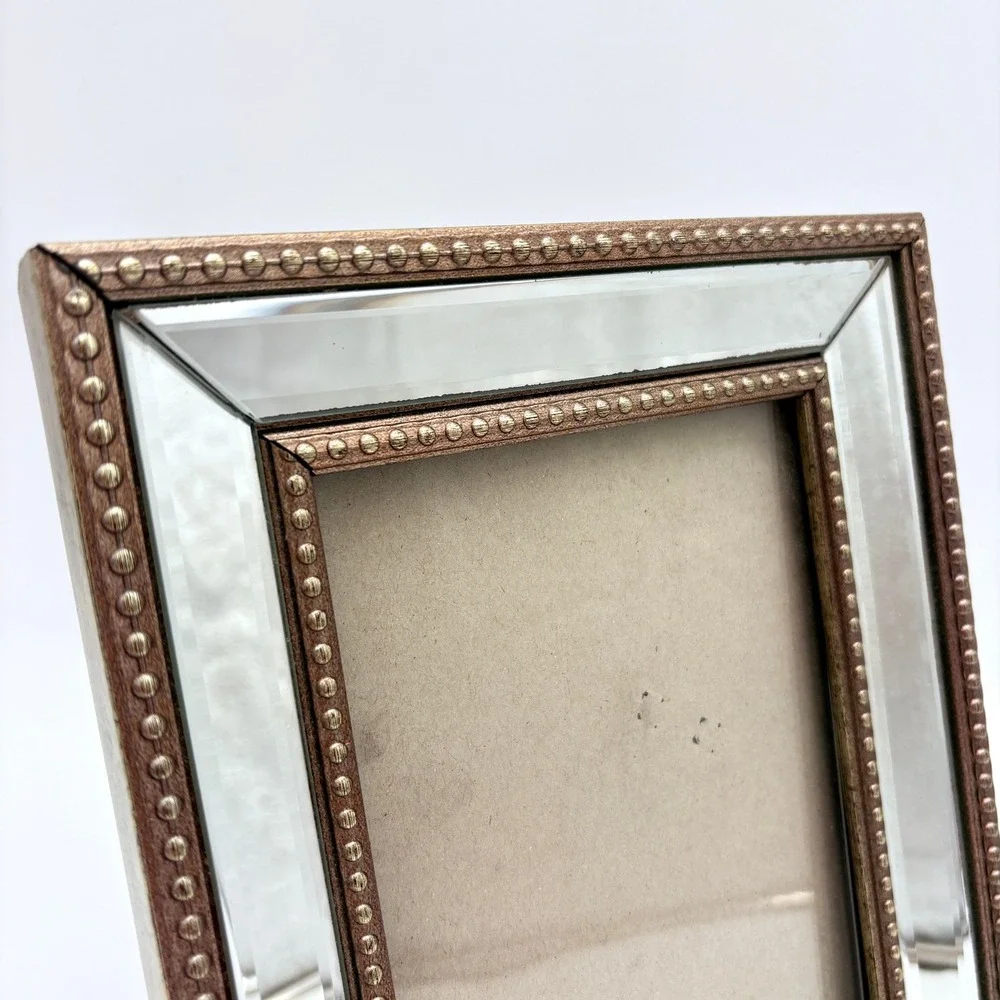 Vintage Beveled Mirror Picture Frame 5x7 Hollywood Regency Glam Vanity Decor